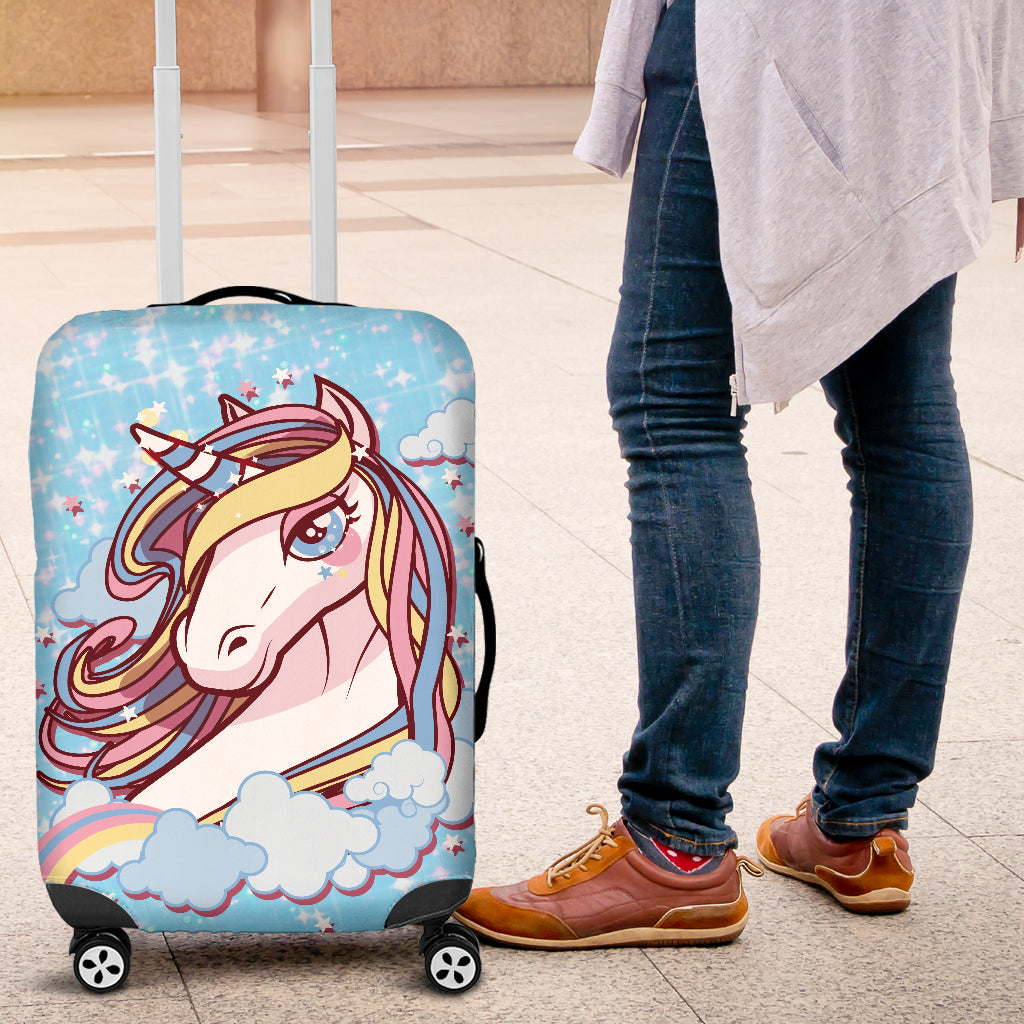 Unicorn Blue Protective Luggage Cover