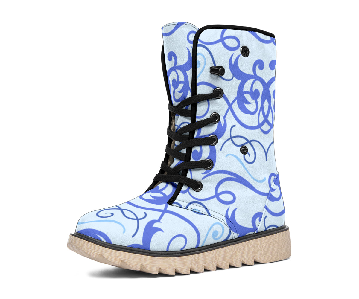 Blue Floral Polar Boots