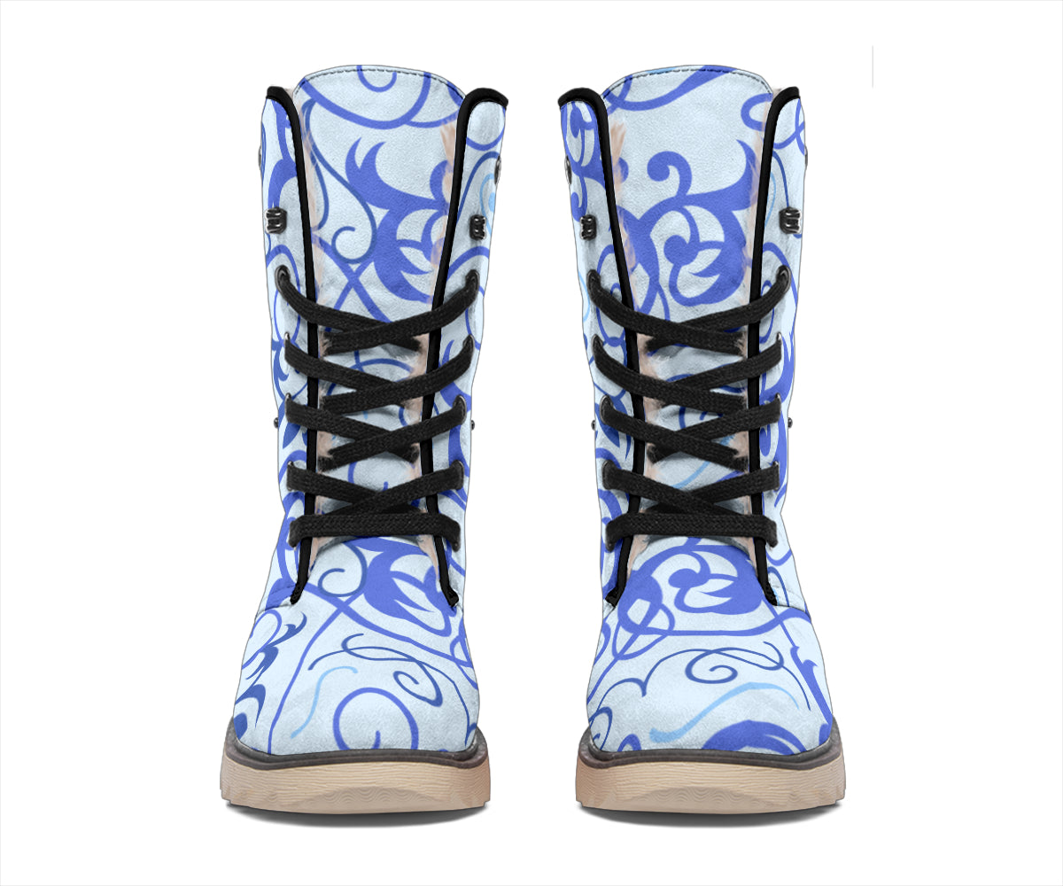 Blue Floral Polar Boots