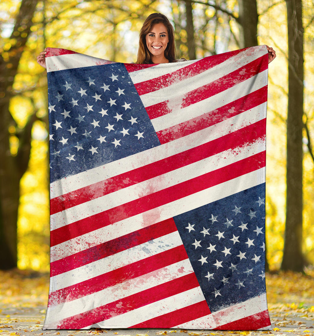 American Flag Fleece Throw Blanket