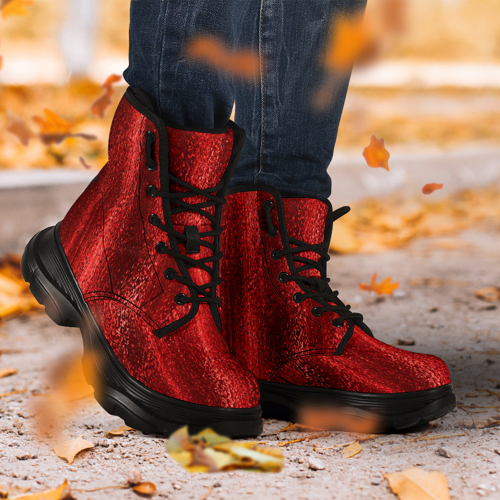Vibrant Red Chunky Boots