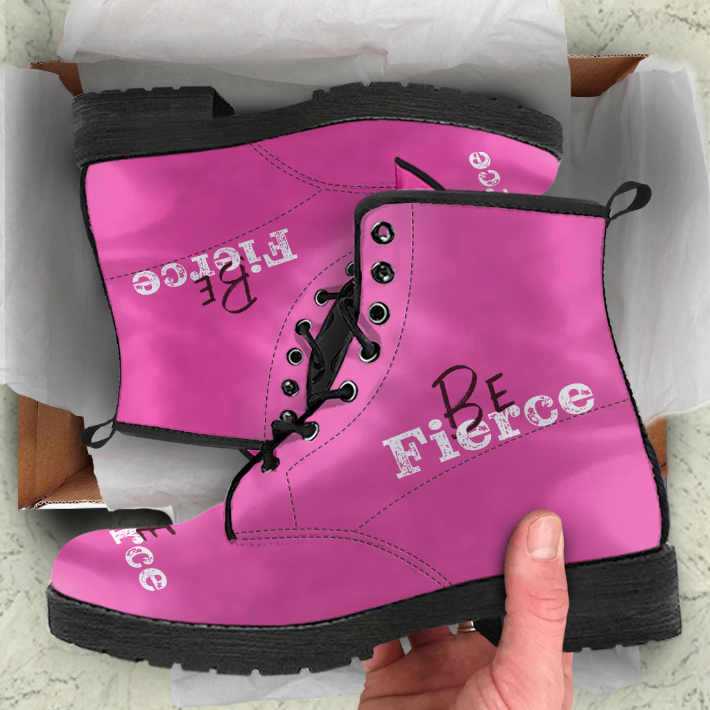 Be Fierce Leather Boots - Pink