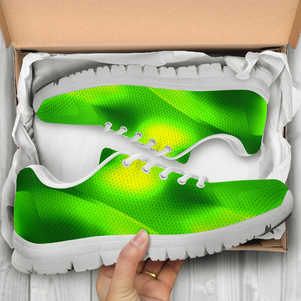 White Neon Green Swirl Festival Sneaker Shoes