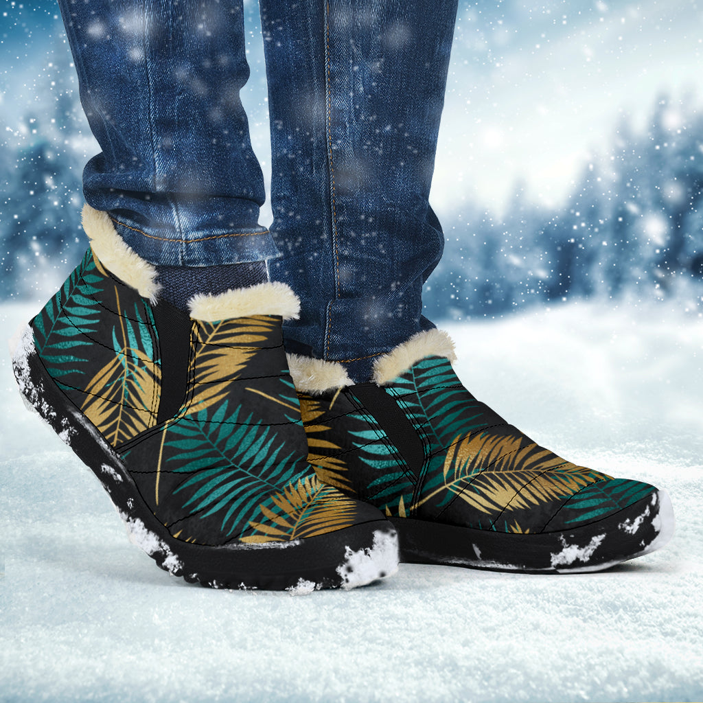 Gold & Teal Leaves Winter Boots