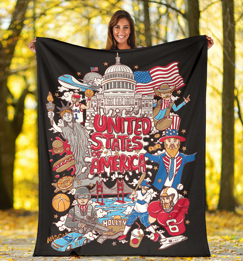 Welcome To United States Of America Premium Blanket, Cool Cartoon Travel Gift