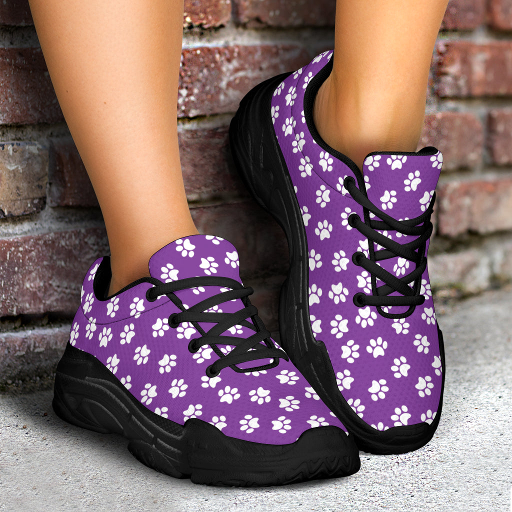 Paw Print Purple Chunky Sneakers