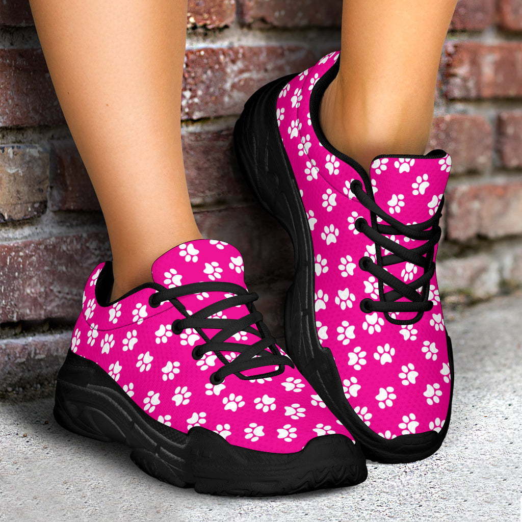 Paw Print Hot Pink Chunky Sneakers