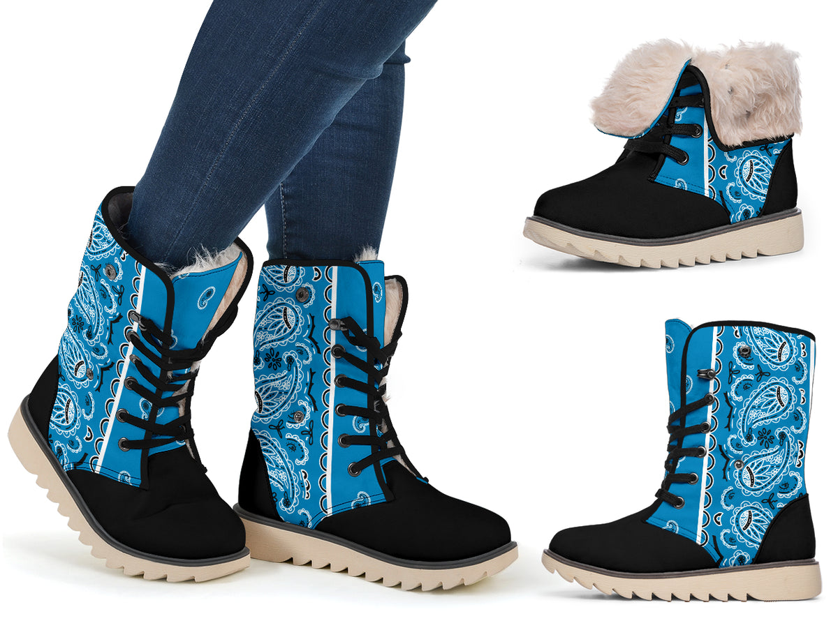 Sky Blue Bandana Women's Polar Boots