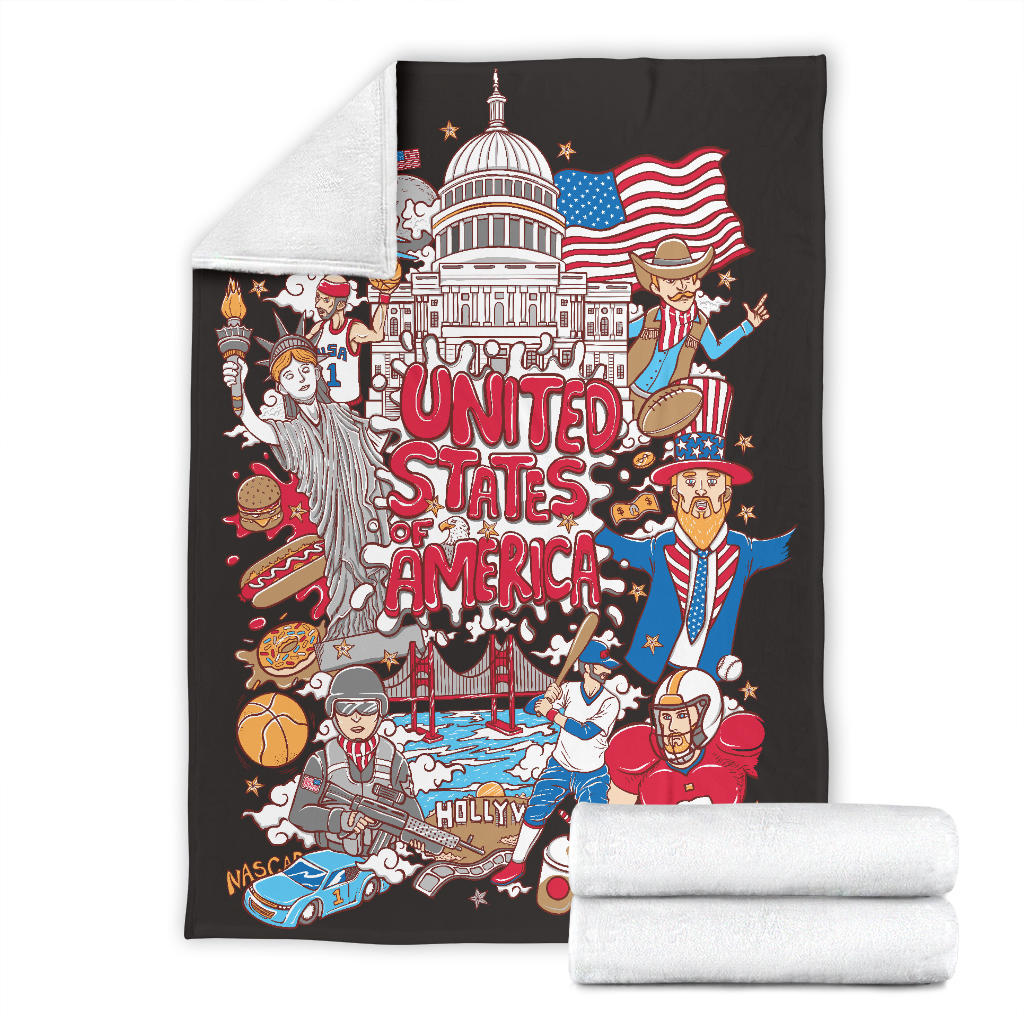 Welcome To United States Of America Premium Blanket, Cool Cartoon Travel Gift