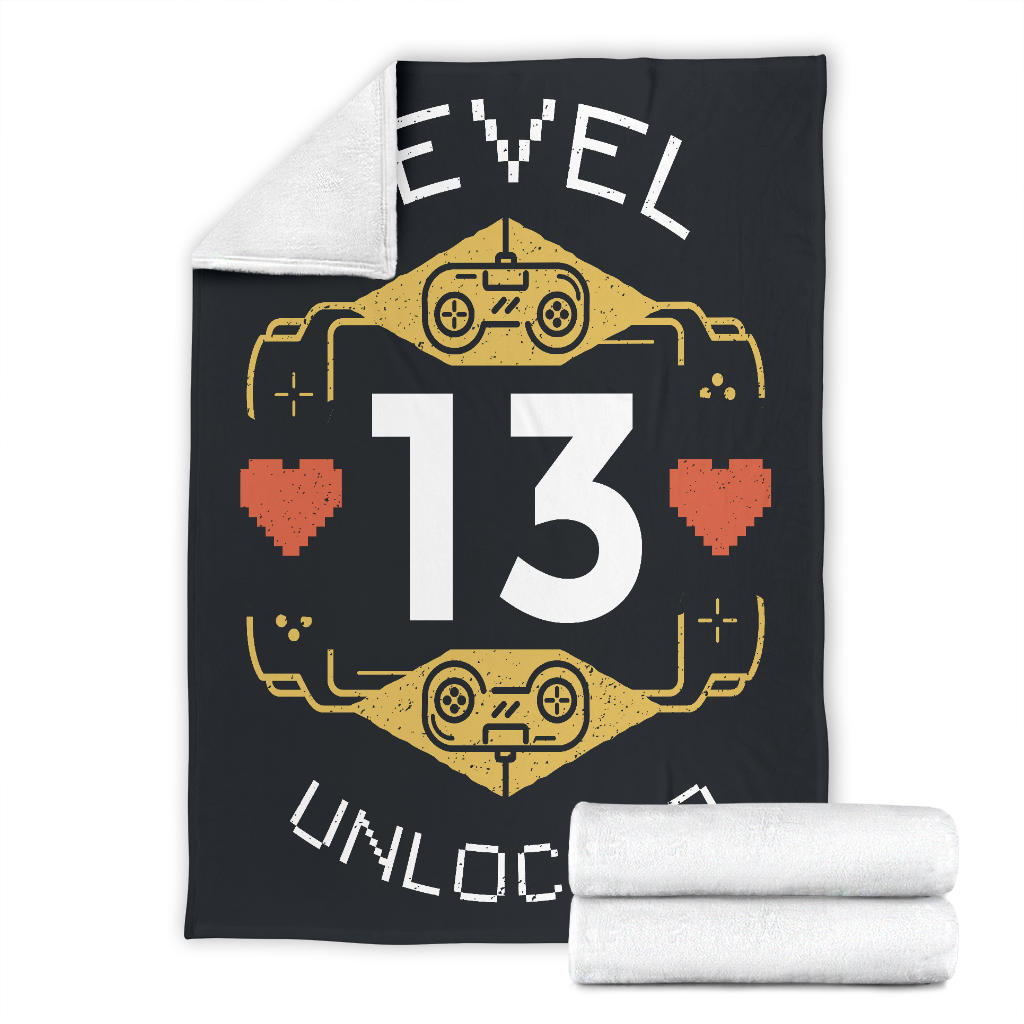 Level 13 Unlocked Gamer Fleece Blanket