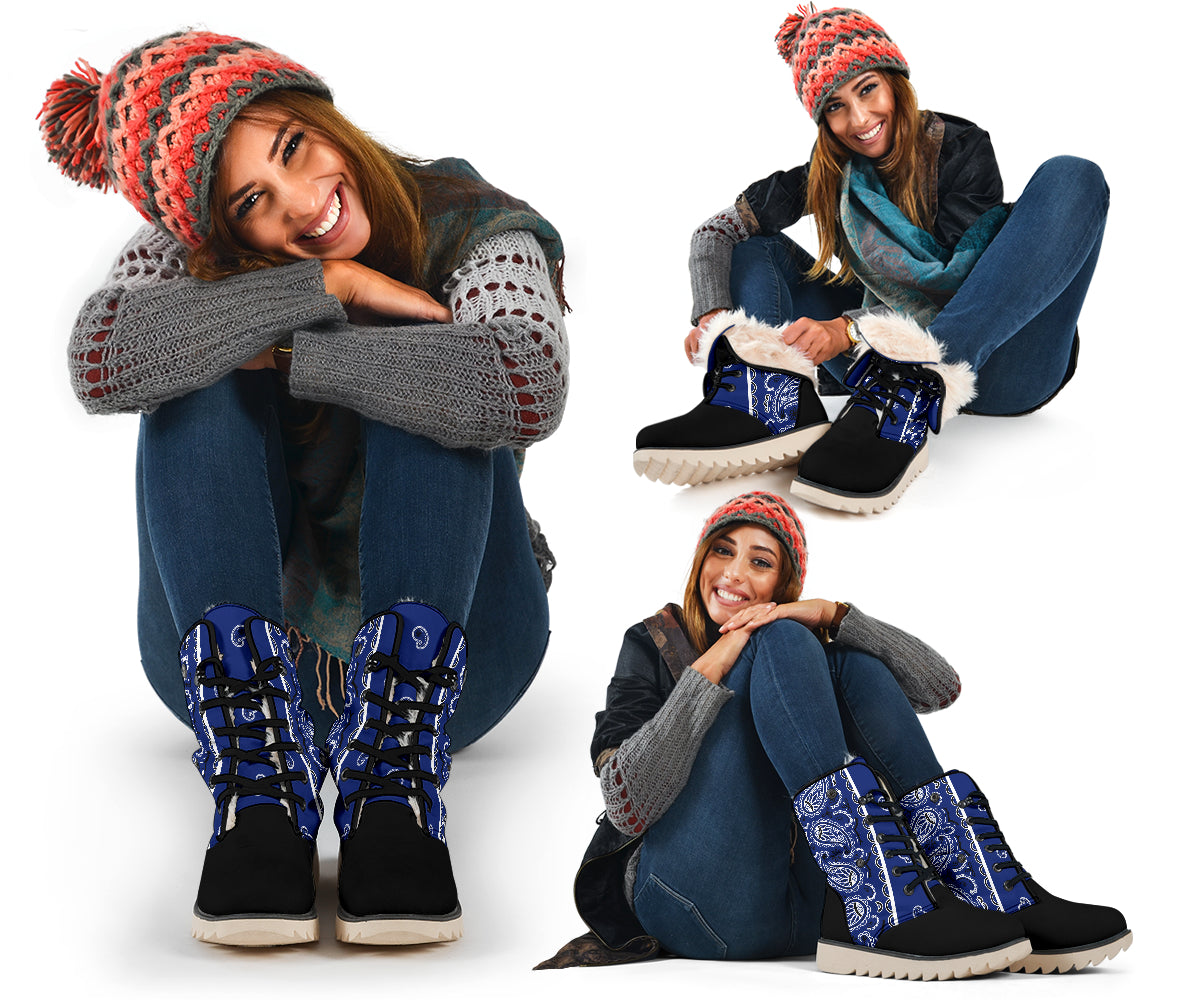 Royal Blue Bandana Women's Polar Boots