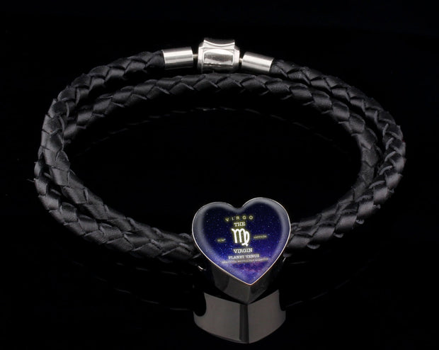 Virgo Zodiac Heart Leather Bracelet