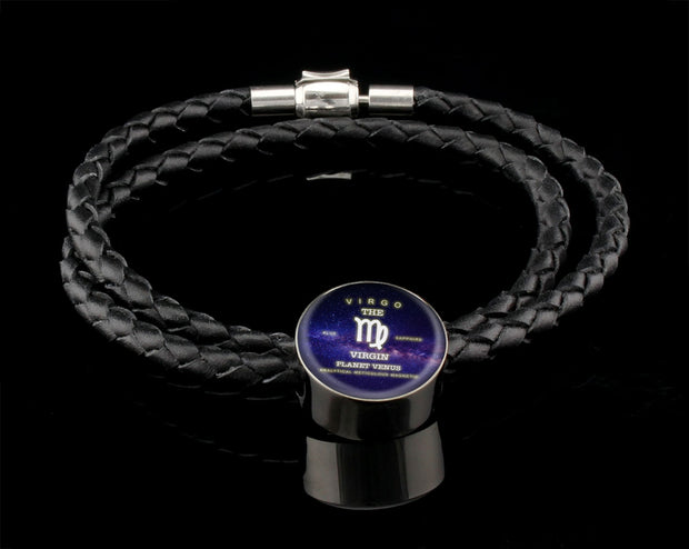 Virgo Zodiac Round Leather Bracelet
