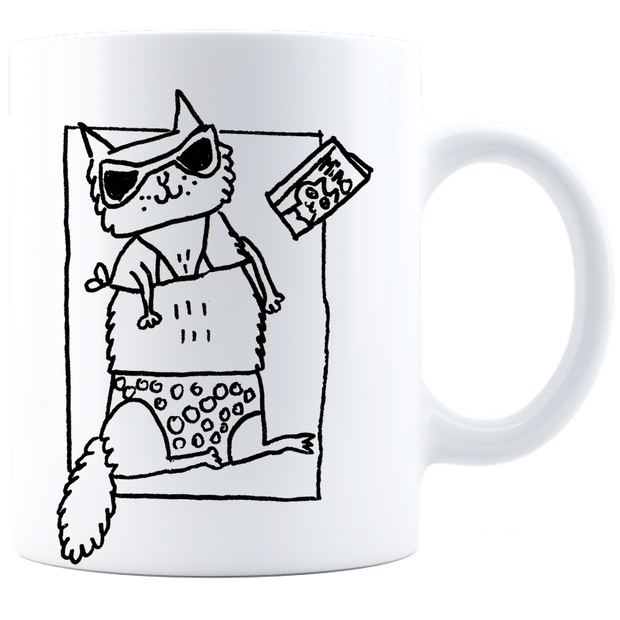 Cat At The Beach Coffee Mug