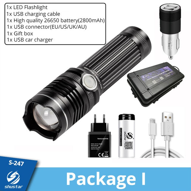 Rechargeable LED Flashlight With 4 Core P50 and 4 Colors LED Chip