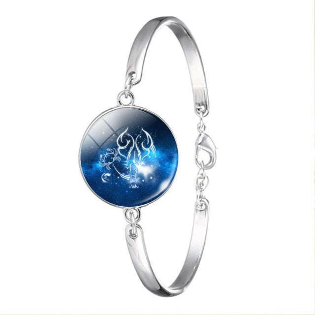 Zodiac Bracelet Charm Glass Chain Bangle