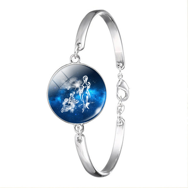 Zodiac Bracelet Charm Glass Chain Bangle