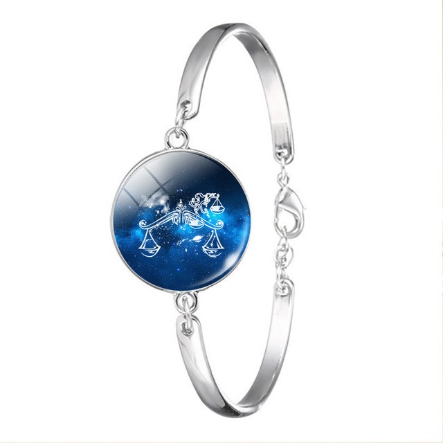 Zodiac Bracelet Charm Glass Chain Bangle